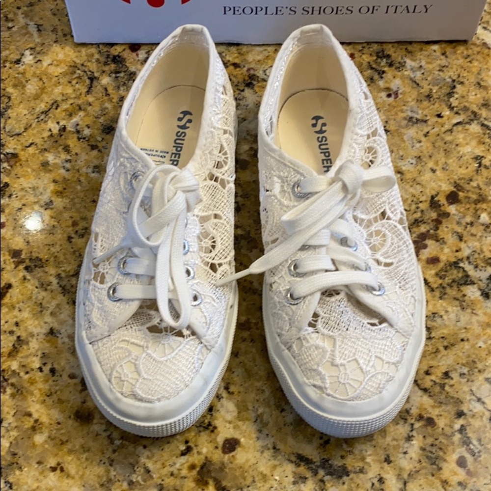 Superga White Lace Sneakers Macramew 2750  Size 35